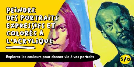 couverture de : Peindre des portraits expressifs et color&eacute;s &agrave; l'acrylique